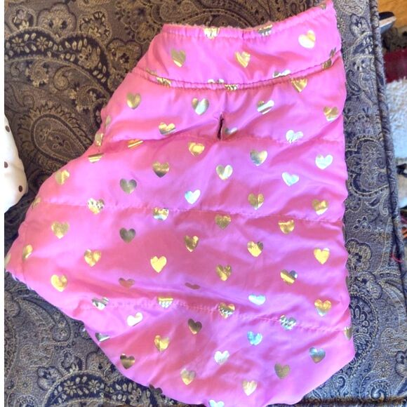 Lot of 3 Medium Dog coats excellent Pink, white, Fuzzy fits 15 to 25 pound - Picture 4 of 7